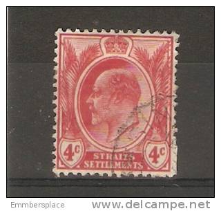 STRAITS SETTLEMENTS - 1903 EDWARD VII 4c RED USED ON PAPER - Straits Settlements