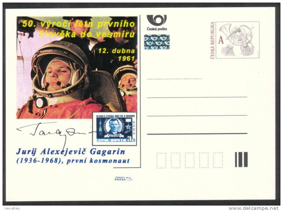 Czech Republic 2011 - 50 Years From First Man In Space, J.A. Gagarin, Special Two Postal Stationery, MNH - Europe