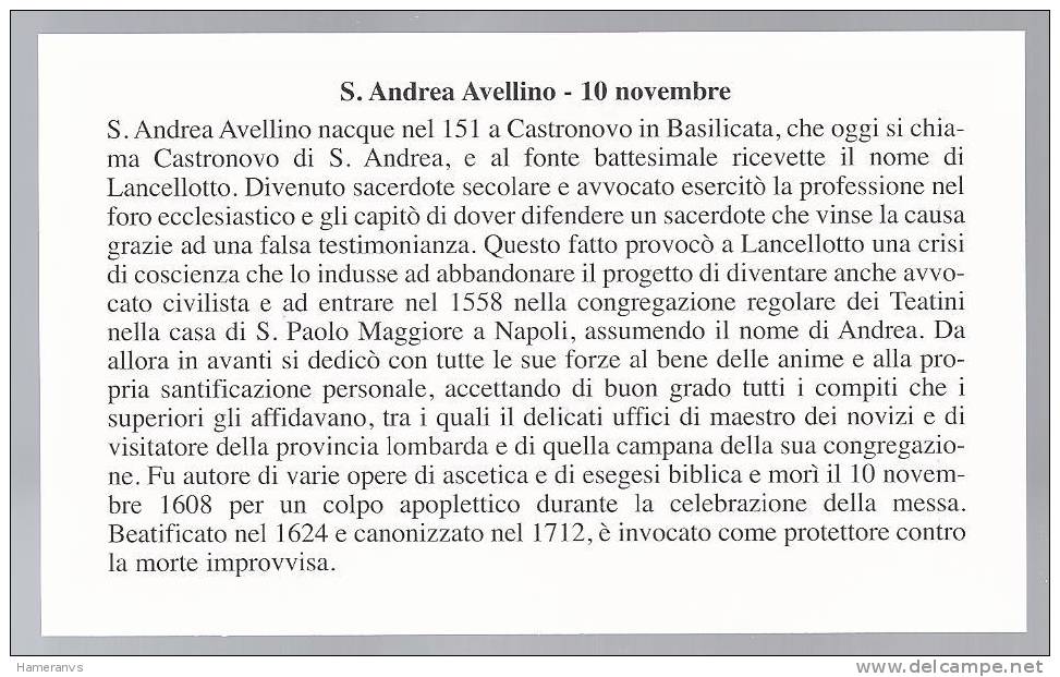 Santino Corpo Di San Andrea Avellino -  Napoli - Holy Card - Image Pieuse - Andachtsbilder - Devotieprenten
