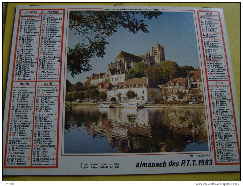 Almanach Des P.T.T. 1983 - HAUTE MARNE N°52 - APREMONT - AUXERRE -OLLER - Small : 1981-90