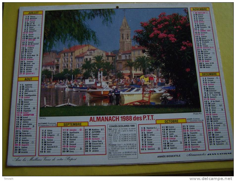 Almanach Des P.T.T. 1988 - PORT ANNA - SANARY - NORD N°59 Lavigne - - Small : 1981-90