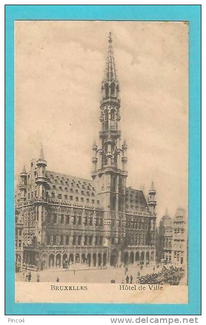 BELGIO BRUXELLES HOTEL DE VILLE CARTOLINA FORMATO PICCOLO VIAGGIATA NEL 1924 - Bruxelles (Città)