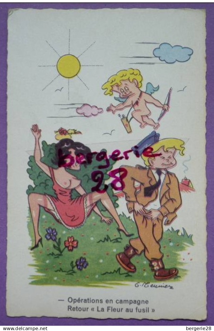 CPA - Opérations En Campagne - Couple, Ange Cupidon - G. MEUNIER - ILLUSTRATEUR - FANTAISIE - HUMOUR - Meunier, G.