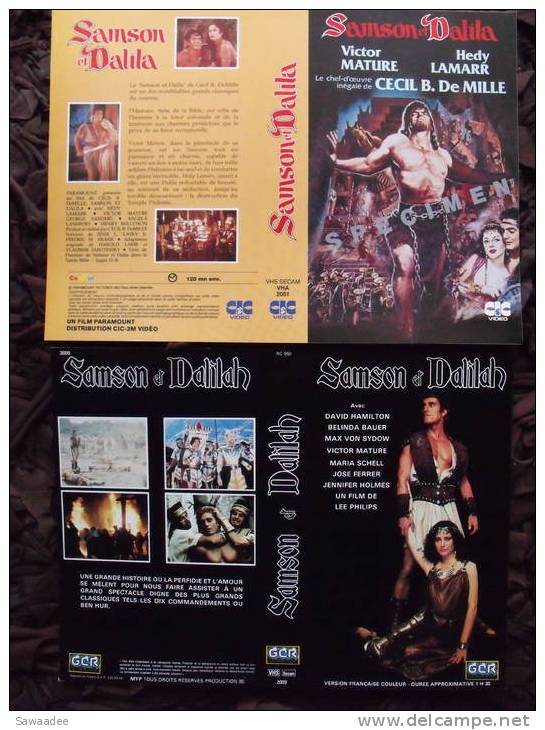 JAQUETTE - VHS - SAMSON ET DALILA - CECIL B. De MILLE - LOT DE 2 - AVENTURE - PEPLUM - JAQUETTE SPECIMEN - Action & Abenteuer