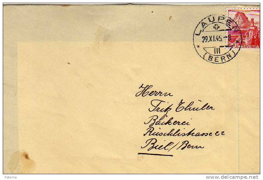 Carta Laupen 1945 Suiza  Cover - Lettres & Documents