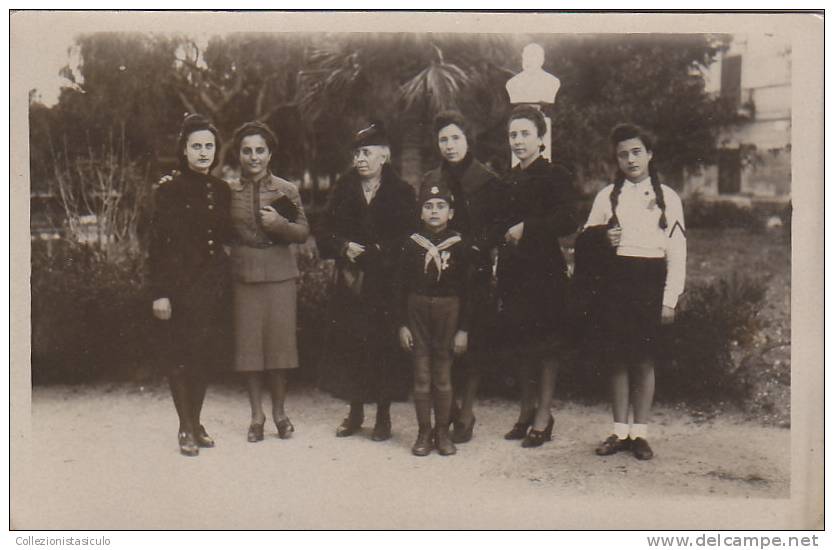 $3-1757- Fascismo  Foto Ricordo Di Famiglia Con Piccolo Balilla -  Palermo? - Vera Foto Formato Cartolina - Guerra, Militari