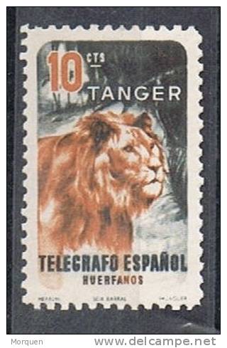 Sello Huerfanos Telegrafos TANGER 10 Cts Leon. Lion * - Wohlfahrtsmarken