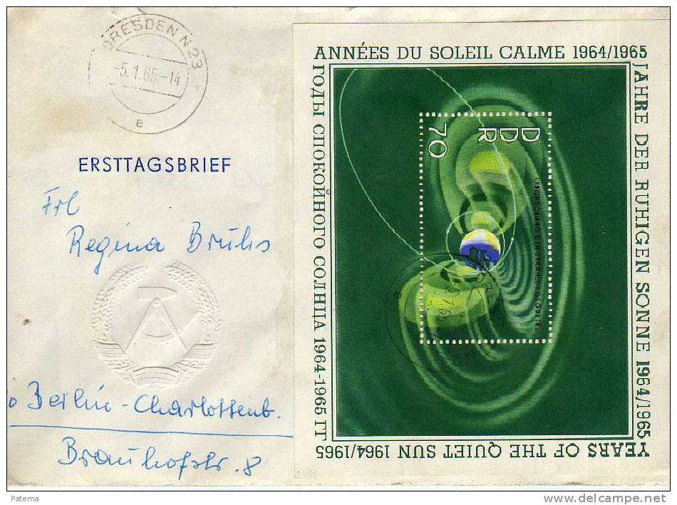 Carta ,Dresden 1965, HB, Soleil Calme , DDR  Alemania, Cover, - Lettres & Documents