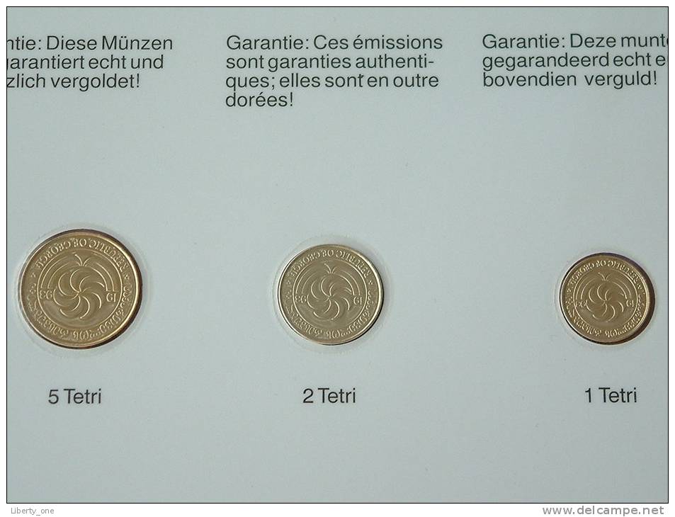 MUNTENSET 1993 - 1, 2 & 5 Tetri / Real CoinsGold Plated - Verguld - Doré ( For Grade, Please See Photo ) ! - Géorgie