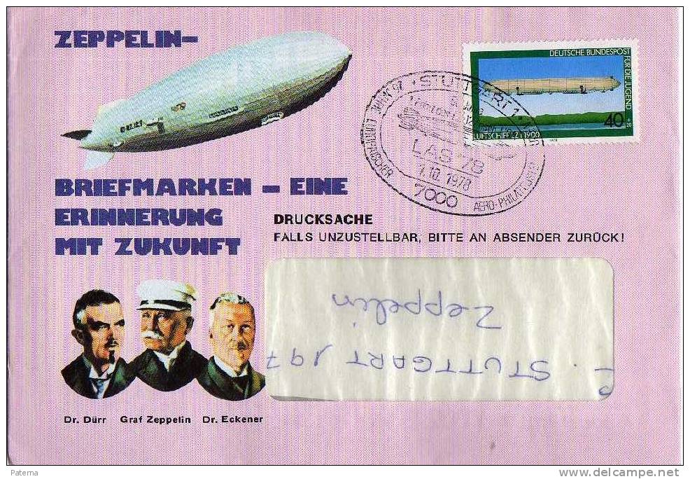 Carta, Stuttgart 1978, Zeppelin, Alemania, Cover - Zeppelin