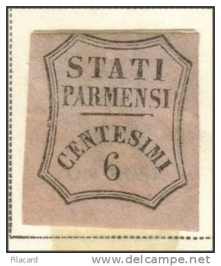 Italia Italy Italien Italie 1853 Parma Ottagono A Linee Ricurve 6 Cent No Gum - Parma