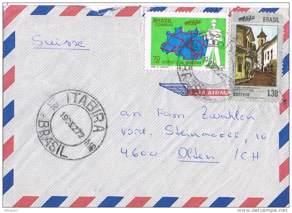 Carta Aerea ITABIRA (Brasil) 1972 A Suiza - Briefe U. Dokumente