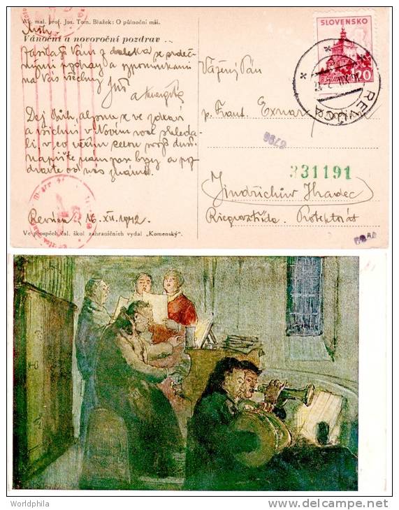 Slovakia 1942 Mailed Picture Postcard With Germany Censor Marks. - Storia Postale