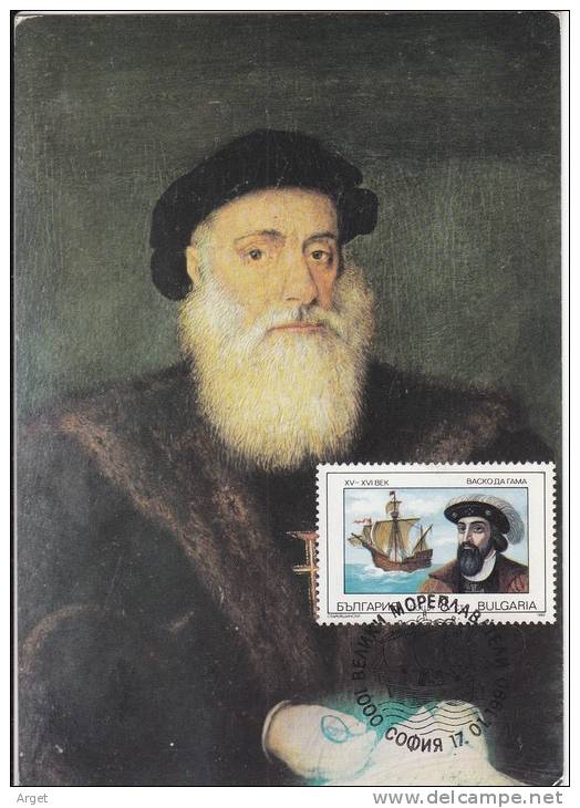 Carte-Maximum BULGARIE  N° Yvert 3293 (Vasco De Gama) Obl Sp Ill 1er Jour - Storia Postale