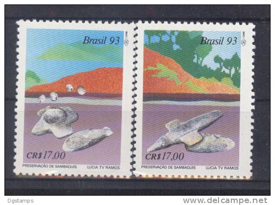 Brasil 1993 YT2132-33 ** Sitios Arqueologicos. "Preservacion De Sambaquis" Utensilios De Piedra. - Neufs