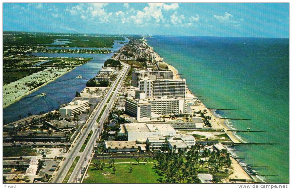 23495     Stati  Uniti,  Fl., H71-9,  Hollywood Looking North Along The  Inland  Waterway,  VG - Miami Beach