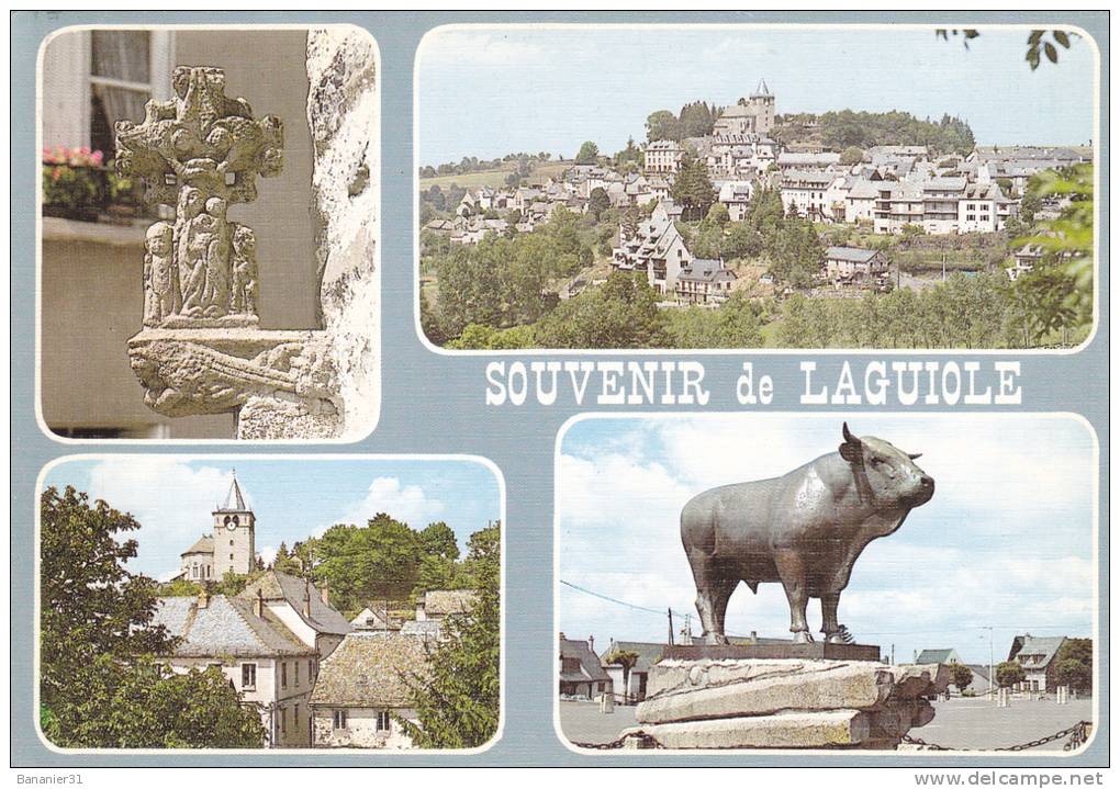 DPT 12 @  Souvenir De LAGUIOLE @ Croix Du 15° S. , Le Fort , Le Taureau. Vue Générale - Laguiole