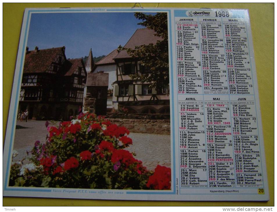 L Almanach Malin - Préposé  P.T.T. 1988 - Les Cévennes BEZ ESPARRON Vallée De Arre - Kaysersberg- VOSGES N°88 - OBERTHUR - Small : 1981-90