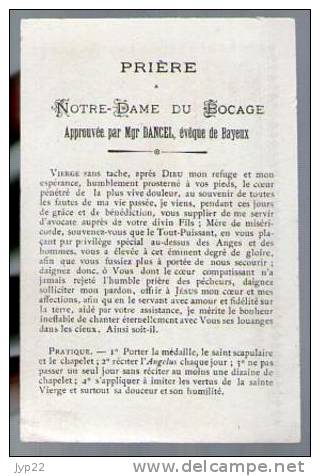 Image Pieuse Holy Card Notre Dame Du Bocage - Prière Approuvée Par Mgr Dancel Evêque De Bagneux - Images Religieuses