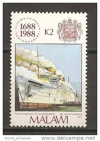 Malawi 1988 N° 532 Iso ** Assurances Lloyd, Pompiers, Bateau, Incendie, Seawise University, Hong Kong - Malawi (1964-...)