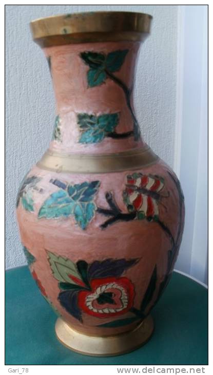 Vase En Cuivre émaillé Hauteur 29 Cm - Cuivres