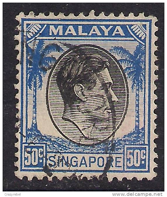 SINGAPORE 1950 KGV1 50ct BLUE & BLACK USED STAMP SG 27.. ( E280 ) - Singapur (...-1959)