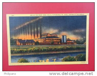 Pennsylvania > Pittsburgh  Steel  Mill Night View  Linen==   ===ref 368 - Pittsburgh