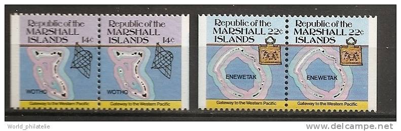 Marshall 1987 N° 78a * 2 + 79a * 2 ** Courant, Iles Constitutives De L´archipel, Schéma - Marshall Islands