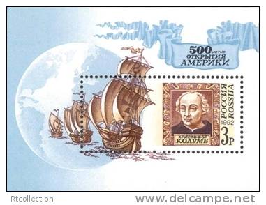 Russia 1992 500th Anniversary Of Discovery Of America Columbus Sailor Ship People Explorer S/S Stamp MNH Mi 230 Bl.3 - Collections