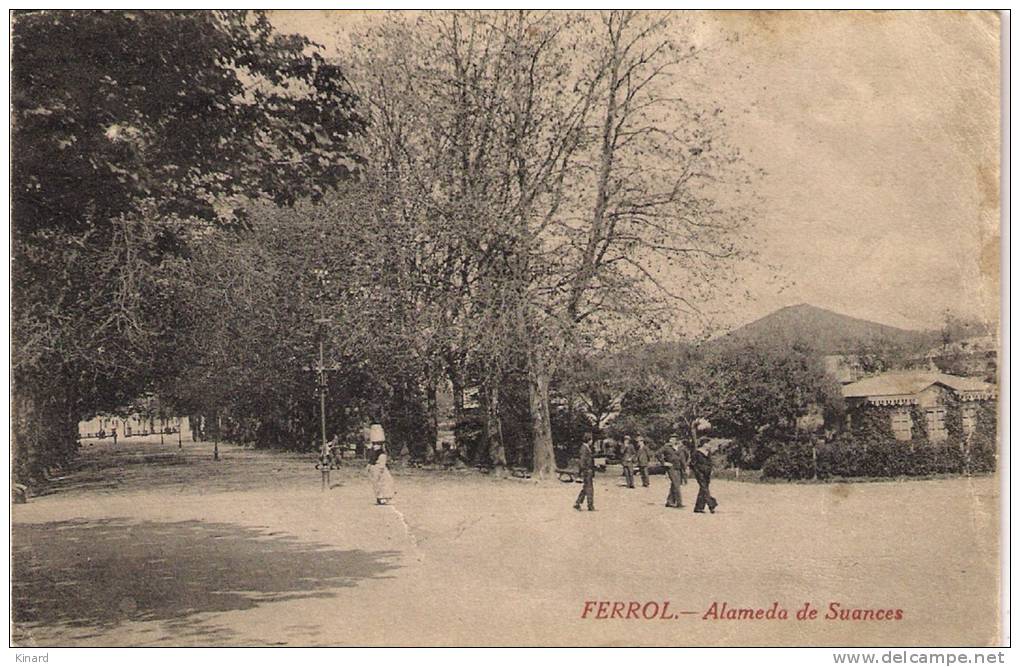 CPA .  FERROL . ALAMEDA DE SUANCES .  Animé , Circulé 1922... - La Coruña