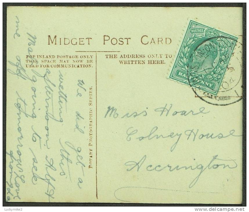 Novelty :  A Miniature Postcard  "Miss Mabel Love".  Posted 1904. - Other & Unclassified