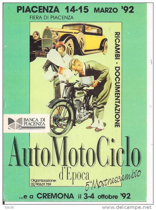 FIERA DI PIACENZA - AUTOMOTOCICLO D'EPOCA - 1992 - 5`  MOSTRASCAMBIO - - Fairs