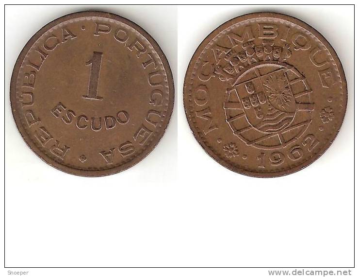 Mozambique 1 Escudo 1962  Km 82  Vf+ Look !!!!! - Mosambik