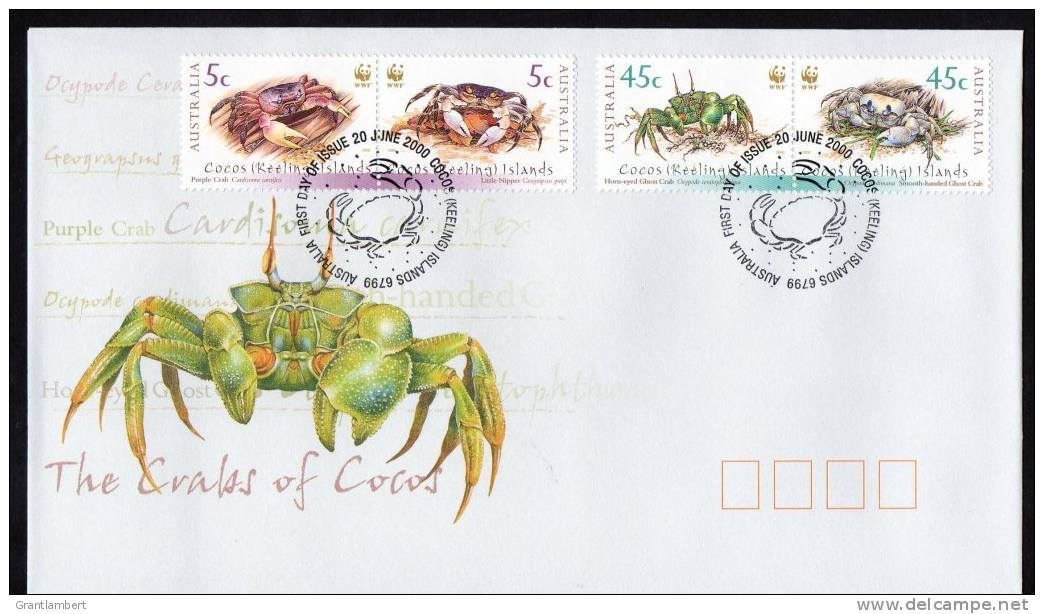 Cocos Islands 2000 Crabs Of Cocos FDC - Cocos (Keeling) Islands