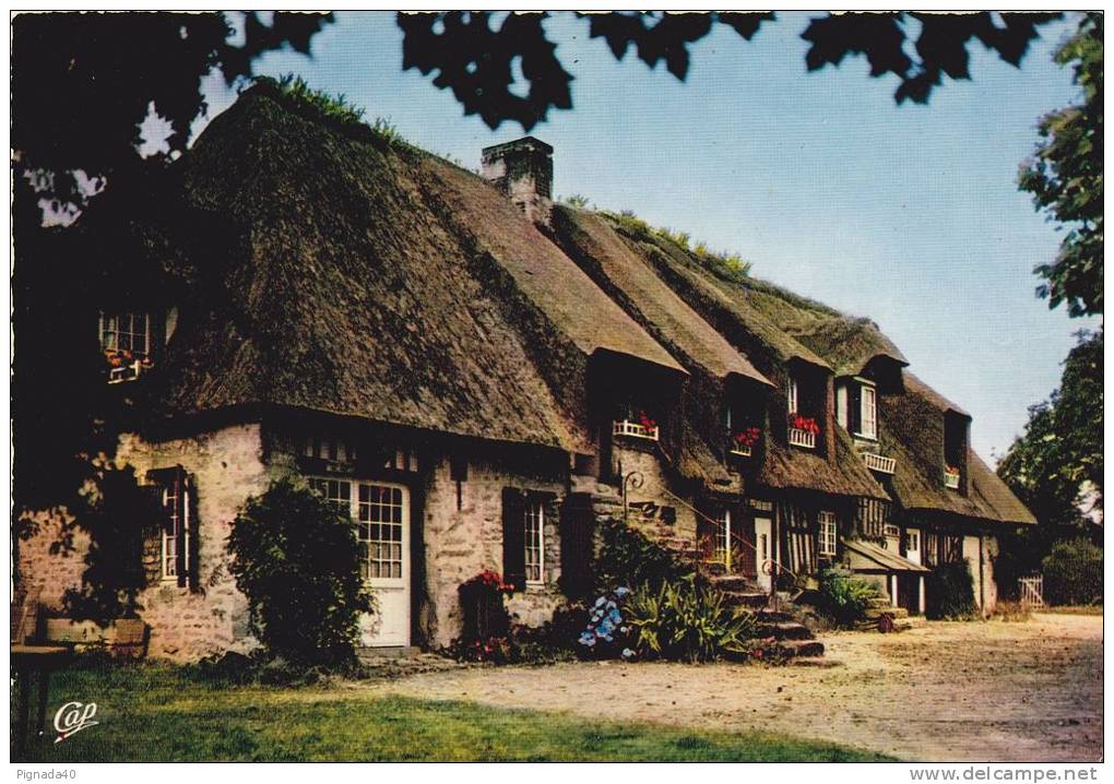 Cp , RÉGIONS , HAUTE-NORMANDIE , En Vallée D(Auge , Maison Normande Au Toit De Chaume - Haute-Normandie