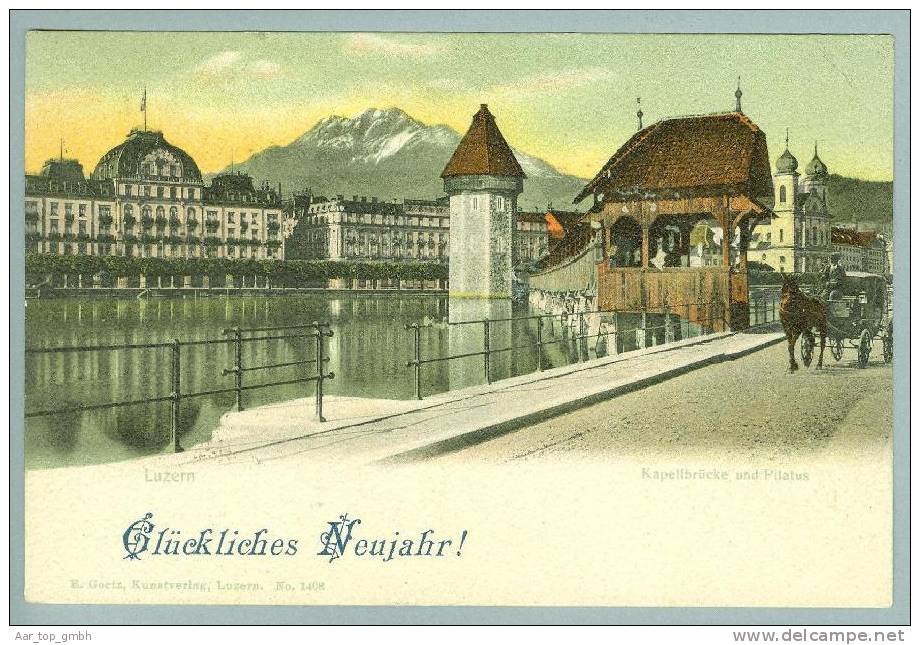 LU LUZERN Kappelbrücke 1908-01-03 Foto E.Goetz #1408 - Lucerne
