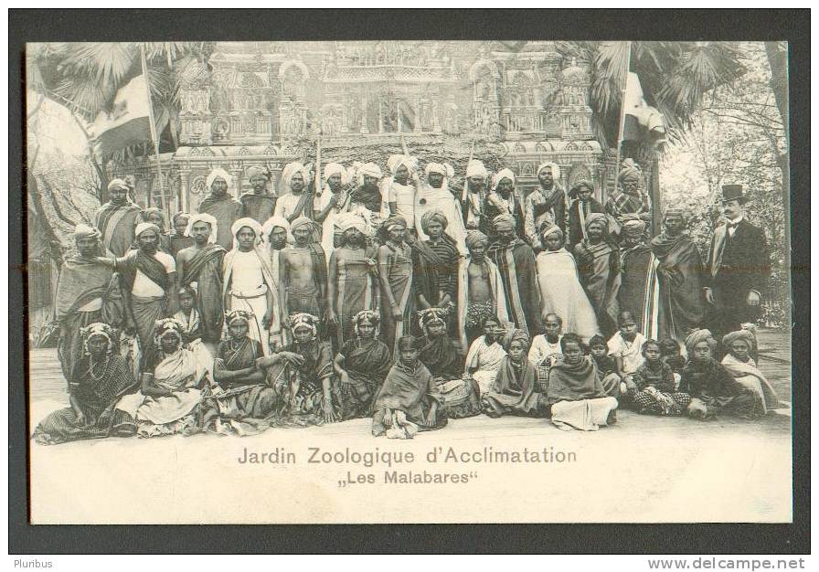 INDIA MALABARS IN FOLK COSTUMES IN FRANCE JARDIN ZOOLOGIQUE D´ACCLIMATATION,  OLD POSTCARD - Non Classificati
