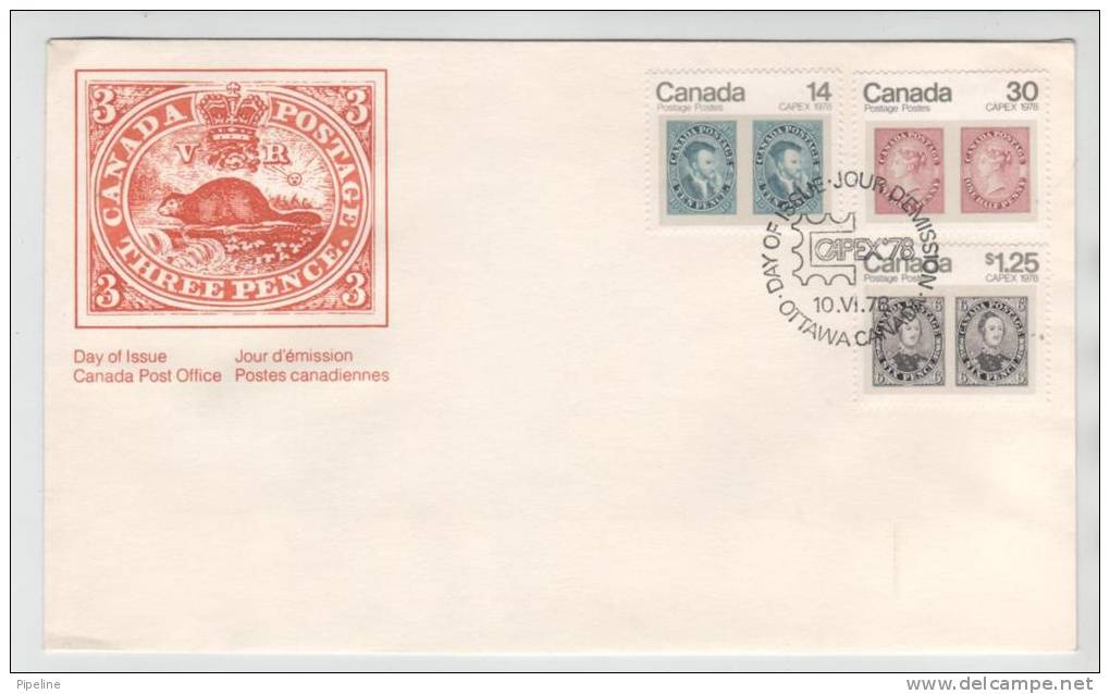 Canada Fdc 10-6-1978 CAPEX International Philatelic Exhibition Complete Set With Cachet - 1971-1980