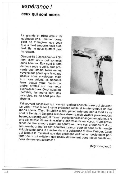 Image Pieuse -"espérance ! Ceux Qui Sont Morts Textes De  Monseigneur Bougaud Et Saint Augustin (Religion Jésus) - Images Religieuses