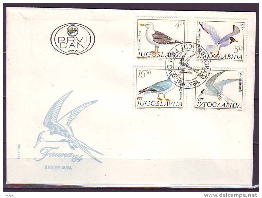 YUGOSLAVIA - JUGOSLAVIJA  - BIRDS - SEAGULLS - FDC  - 1984 - Mouettes