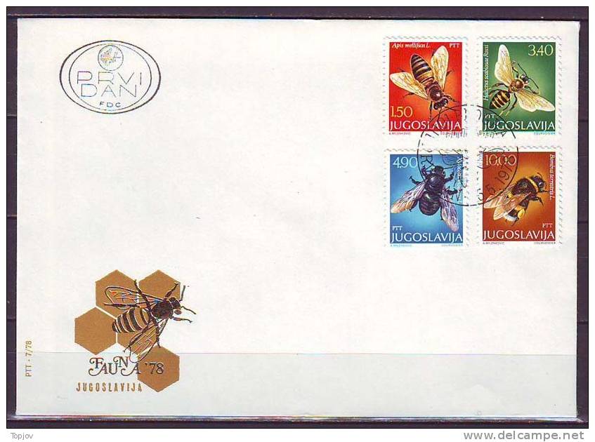 YUGOSLAVIA - JUGOSLAVIJA  - BEES - FDC  - 1978 - Abeilles