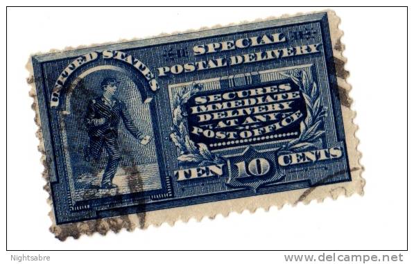 USA Postage Special Delivery - Scott E2 10c "Post Office" Curved"perf At Top Trimmed (3891) - Oblitérés