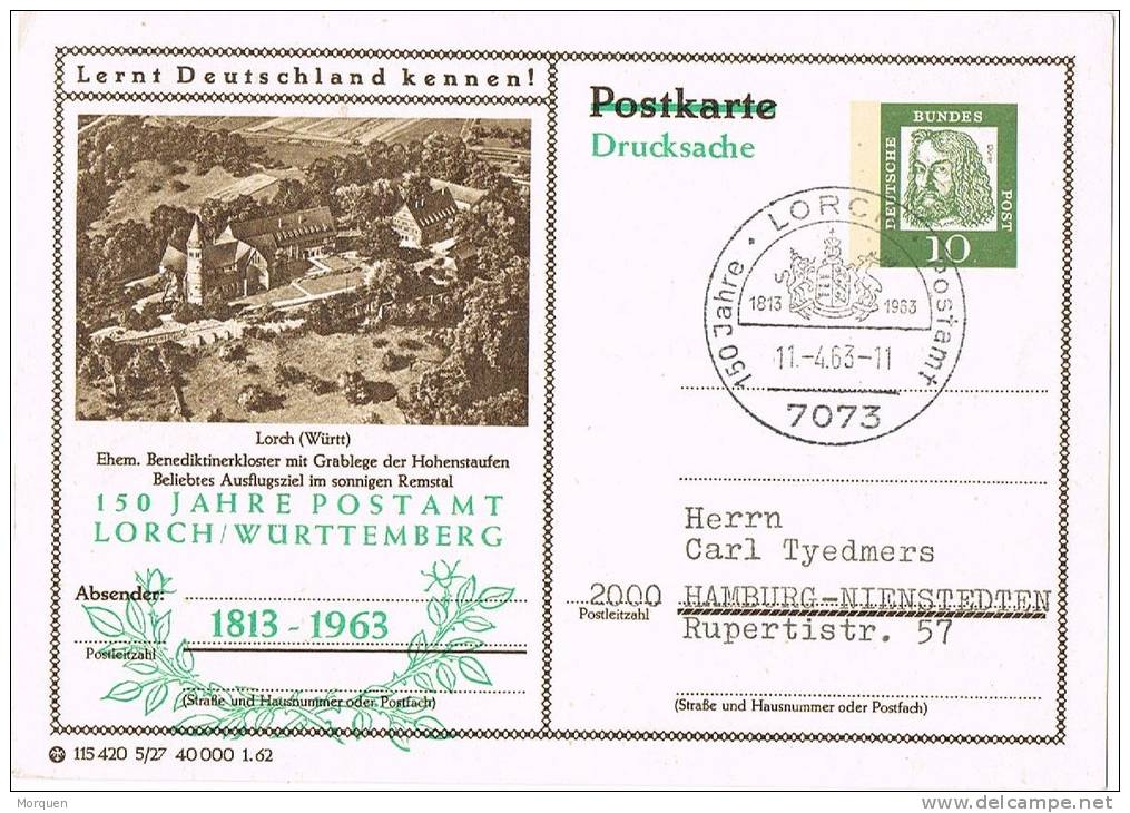 2728. Entero Postal LORCH (alemania) 1963. 150 Aniversario Correo Lorch - Bildpostkarten - Gebraucht