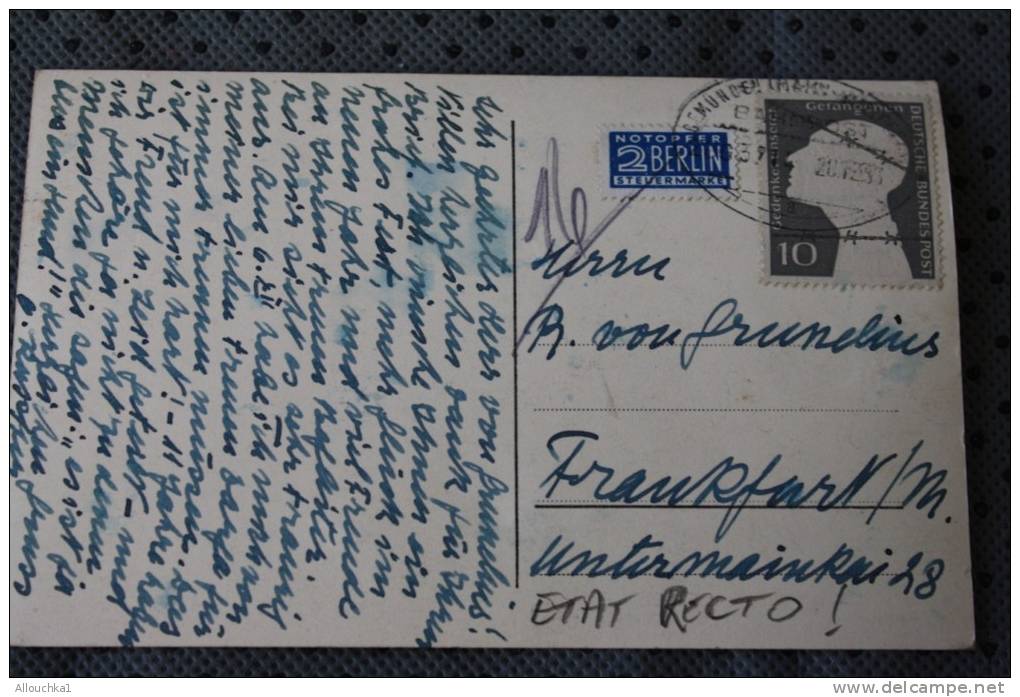 COVER LETTER MARCOPHILIA TIMBRE NOTOPFER 2 BERLIN STEUERMARKE - FRANFURT DEUTSCHE BUNDESPOST 1954  S/CPA - Covers & Documents