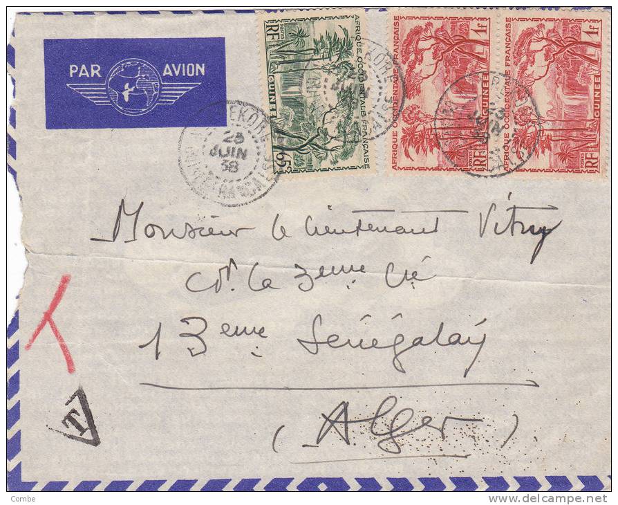 Tres Belle Lettre GUINEE 1938 N'Zérékoré-Alger Taxe/530. - Brieven En Documenten