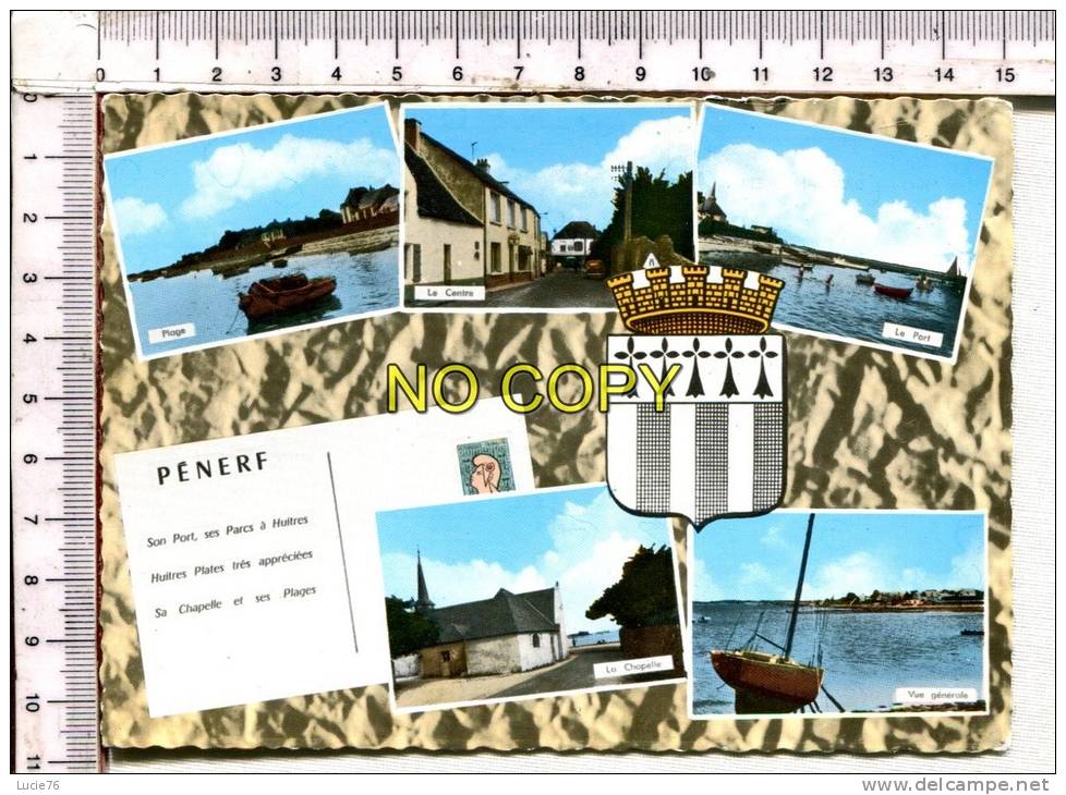 DAMGAN - PENERF -  5 Vues : Plage - Le Centre - Le Port - La Chapelle -  Vue Générale  - Blason - Damgan