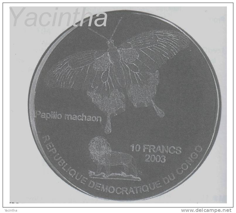 @Y@   Kongo  10 Francs 2003  ERSTE ACRYLIC   SMETTERLING   SELTEN !!!  KM  163 - Kongo (Dem. Republik 1998)