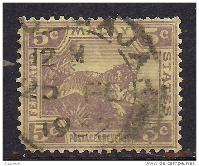 Malaya Federated States 1922 KGV 5ct Mauve & Yeiilow Used  SG 61.(G486) - Federated Malay States