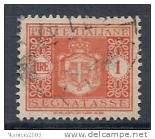 1945 LUOGOTENENZA USATO SEGNATASSE 1 LIRA FILIGRANA  RUOTA - RR9600 - Taxe