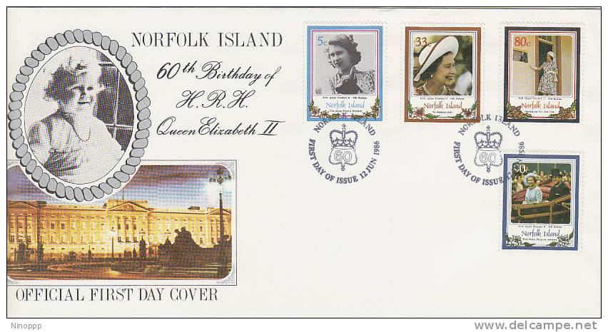 Norfolk Island-1986 60th Anniversary Queen Elizabeth FDC - Norfolk Island